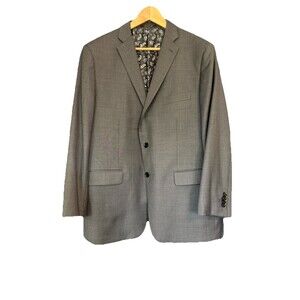 Indochino Men’s Blazer 100% Wool Gray 2 Button Sport Coat Tailored Jacket EUC 48